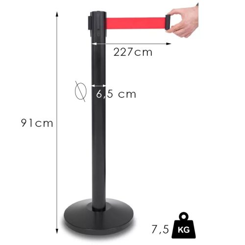 Black retractable barrier